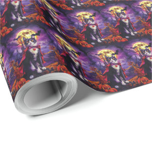 Halloween Tuxedo Cat Vampire Pumpkins Scary Presentpapper