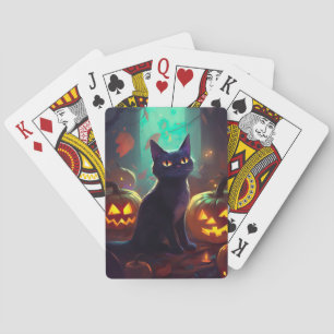 Halloween Tuxedo-katt med pumpor Casinokort