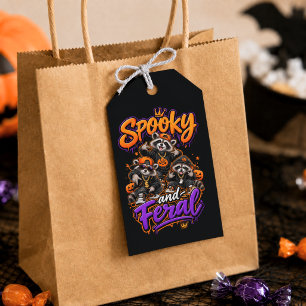 Halloween-tvättbjörnar Skräckinjagande Vild Hip Ho Presentetikett