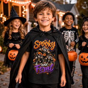Halloween-tvättbjörnar Skumma Förvildad Pojke T Shirt