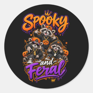 Halloween-tvättbjörnar Skumma Vilda Hip Hop-Favor Runt Klistermärke