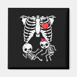 Halloween-tvillingar graviditetsmeddelande Roligt Magnet