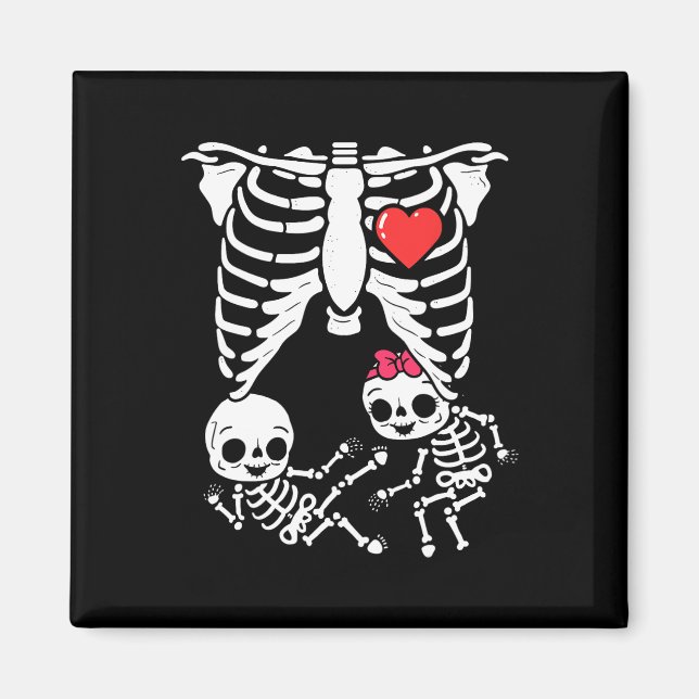 Halloween-tvillingar graviditetsmeddelande Roligt  Magnet (Framsidan)