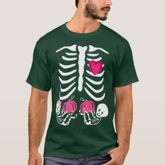 Halloween Twin Gravida kvinnor Skeleton Baby Xray T Shirt