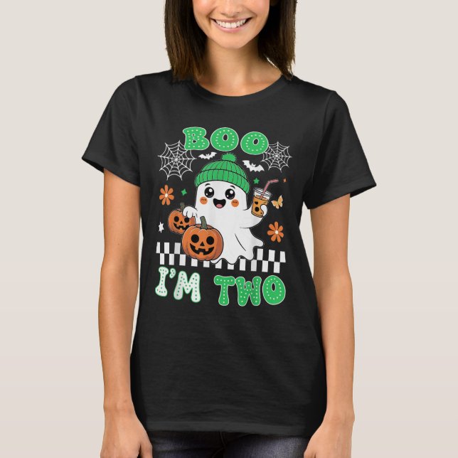 Halloween Two Birthday Boo Im Two Groovy Birthday  T Shirt (Framsida)