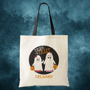 Halloween Two Girl Spöken Besties Candy Bag Anpass Tygkasse