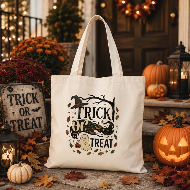 Halloween-typografi för väskor med 'Trick or Treat (Skapare uppladdad)