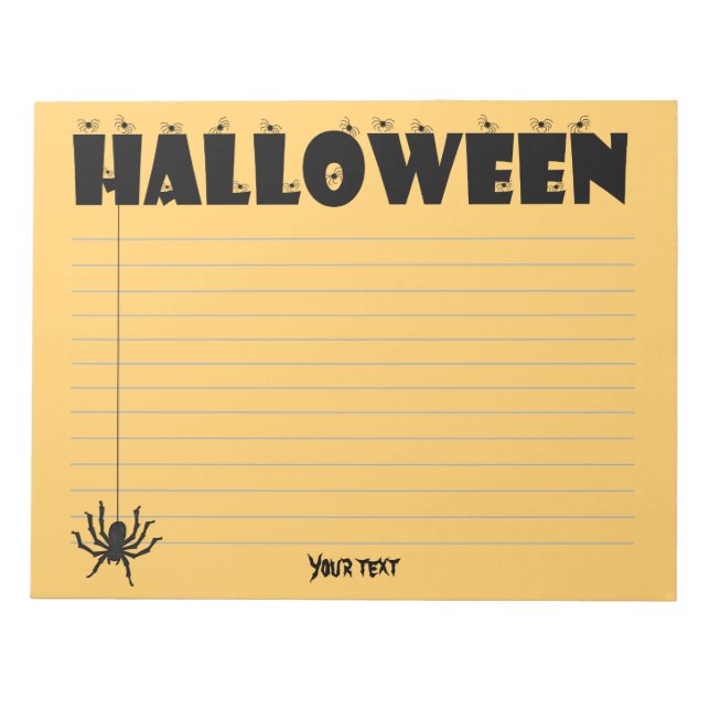 Halloween Typography Spiders Orange/Black Anteckningsblock (Framsida)