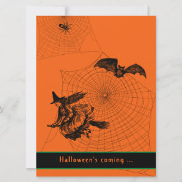 Halloween Typography Witch Fladdermus Spider Orang Kort