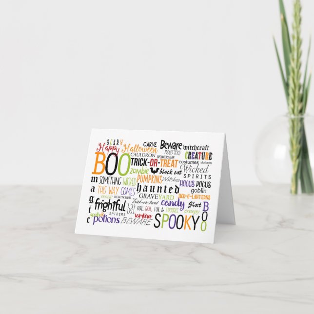 Halloween Typography Wording Roligt Cute Card Kort (Framsida)