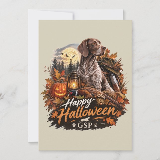 Halloween tysk korthårig pointer  inbjudningar (Framsida)