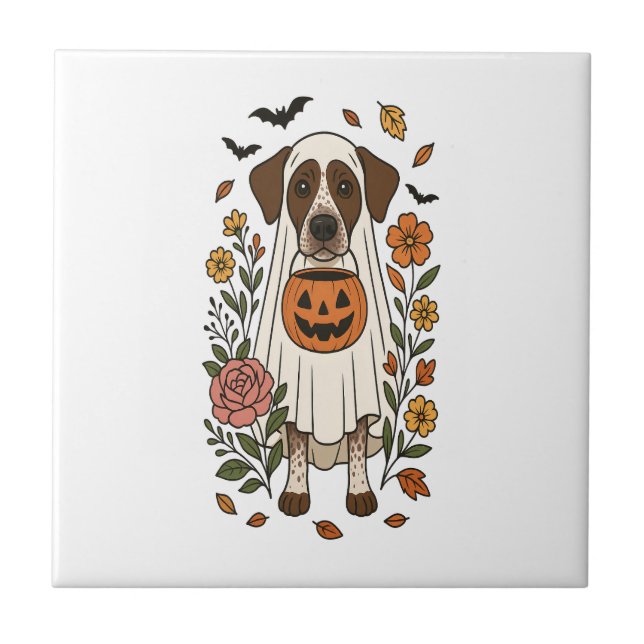Halloween tysk korthårig pointer kakelplatta (Framsidan)