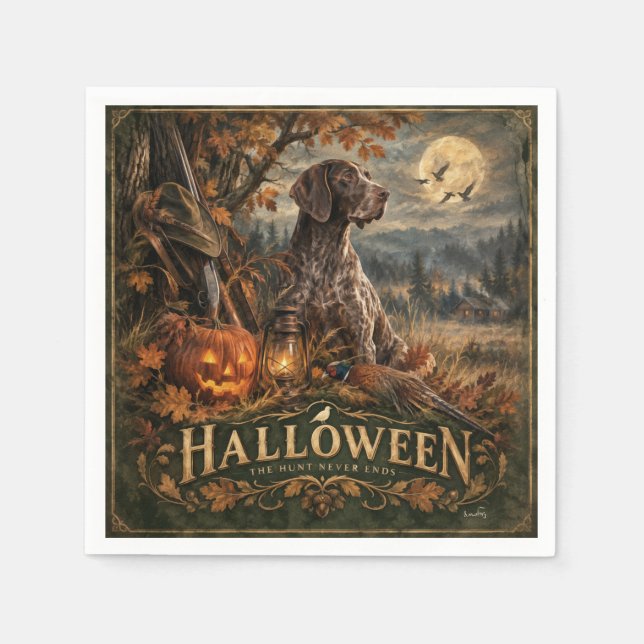 Halloween tysk korthårig pointer  pappersservett (Framsidan)