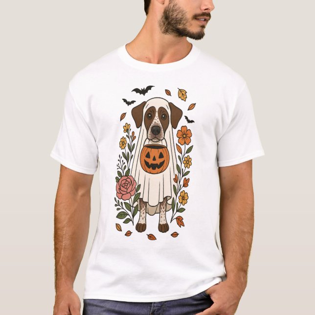 Halloween tysk korthårig pointer t shirt (Framsida)