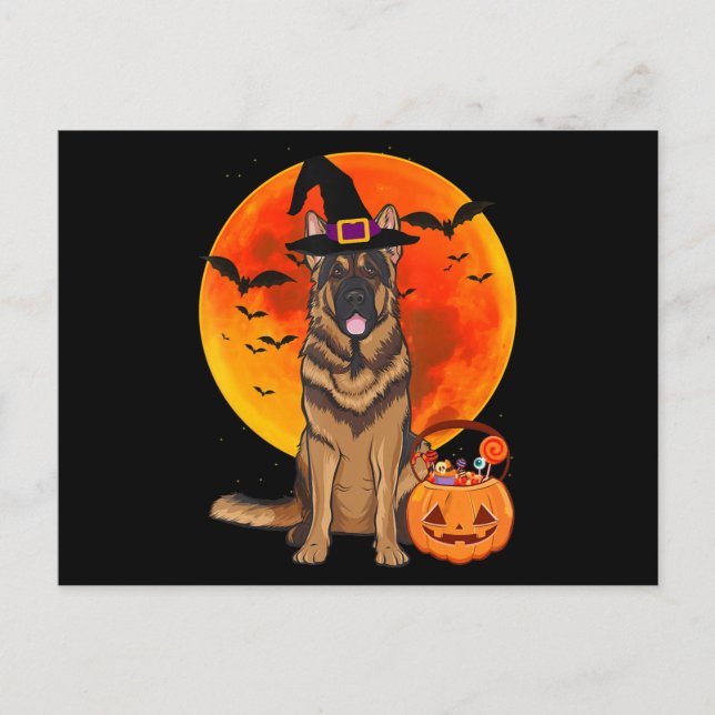 Halloween tysk schäferhund Jack Lantern Pumpa Hund Inbjudan Vykort (Framsida)