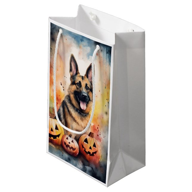 Halloween tysk schäferhund med pumpor läskig  (Framsidan Vinklad)