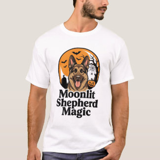 Halloween tysk shepherd spöklik måne hundälskare t shirt