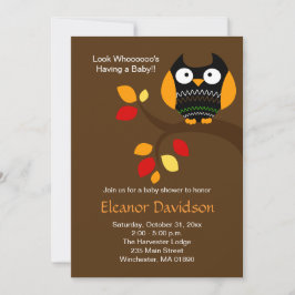 Halloween Uggla 5x7-inbjudan till babyvisningsprog Inbjudningar