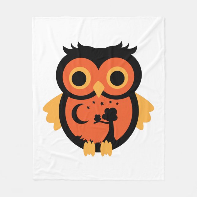 Halloween-uggla Fleecefilt (Framsidan)