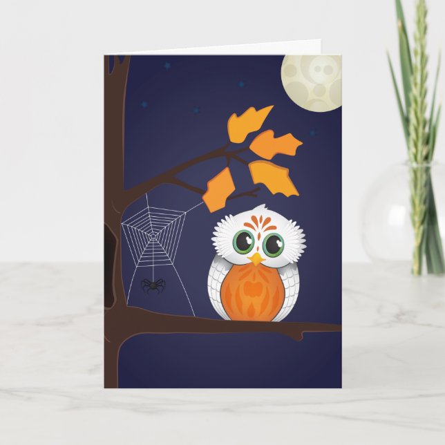 Halloween Uggla-hälsningskort Kort (Framsida)