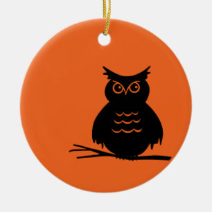 Halloween uggla julgransprydnad keramik