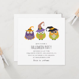 Halloween uggla. Lustiga barn kostar party. Djur Inbjudningar