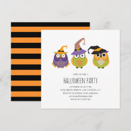 Halloween uggla. Lustiga barn kostar party. Djur Inbjudningar
