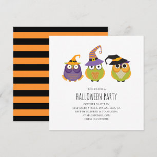 Halloween uggla. Lustiga barn kostar party. Djur Inbjudningar