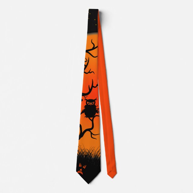 Halloween Uggla och Jack o lantern Tie Slips (Framsida)