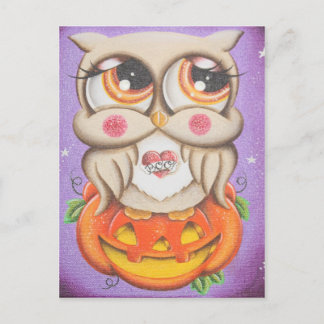 Halloween Uggla och Pumpkin Vykort