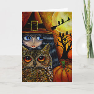 Halloween Uggla-vykort Kort
