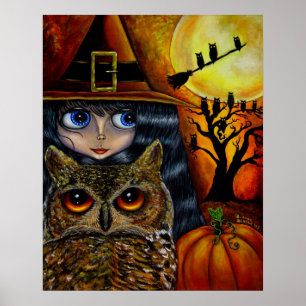 Halloween Uggla Witch Poster