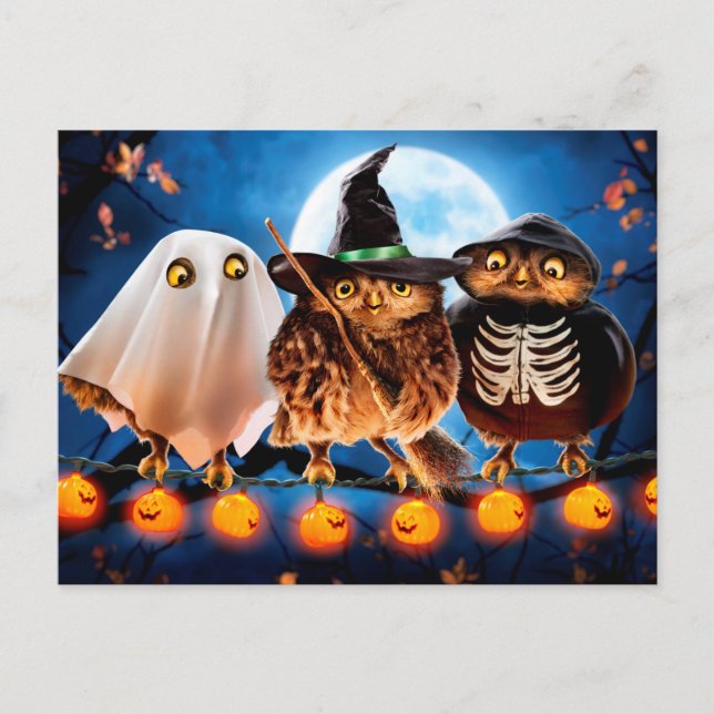 Halloween Ugglor Inbjudan Vykort (Framsida)