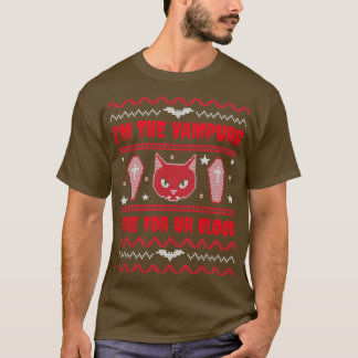 Halloween Ugly Sweater Creepy Cat T Shirt