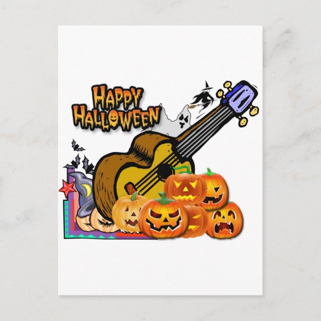 Halloween Ukulele Vykort (Framsida)