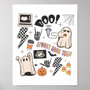 Halloween Ultrasound Tech Fall Autumn Sonographer Poster