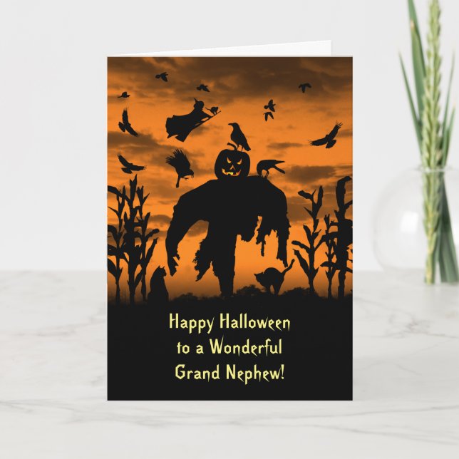 Halloween Underbar eller Grand Nephew Fågelskrämma Kort (Framsida)