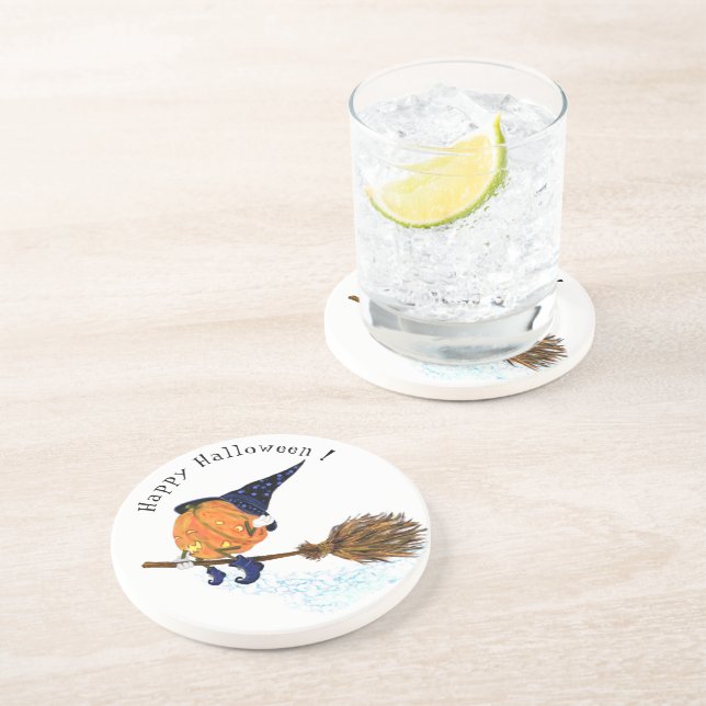 Halloween Underlägg Witch Pumpkin Flies Broom (Sidan)