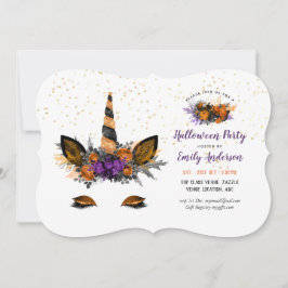 Halloween Unicorn Ansikte Flick kalas Inbjudningar