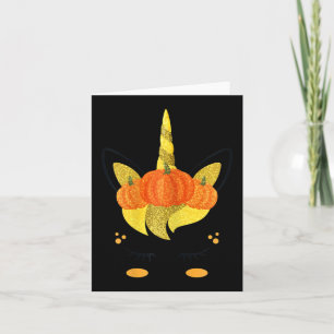 Halloween Unicorn Ansikte Thanksgiving Pumpkins Gi Kort