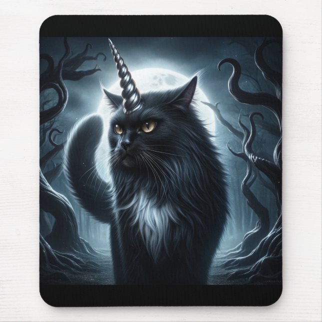 Halloween Unicorn Black Cat Haunted Forest Musmatta (Framsidan)