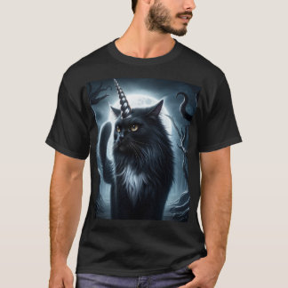 Halloween Unicorn Black Cat Haunted Forest T Shirt