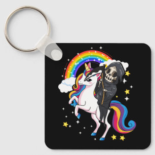 Halloween Unicorn Costume Cute Grim Reaper Riding Nyckelring