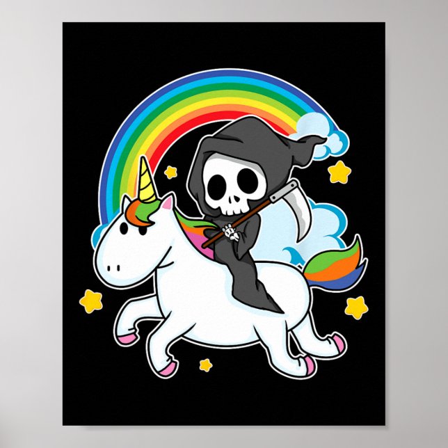 Halloween Unicorn Costume Grim Reaper Riding Unico Poster (Framsidan)