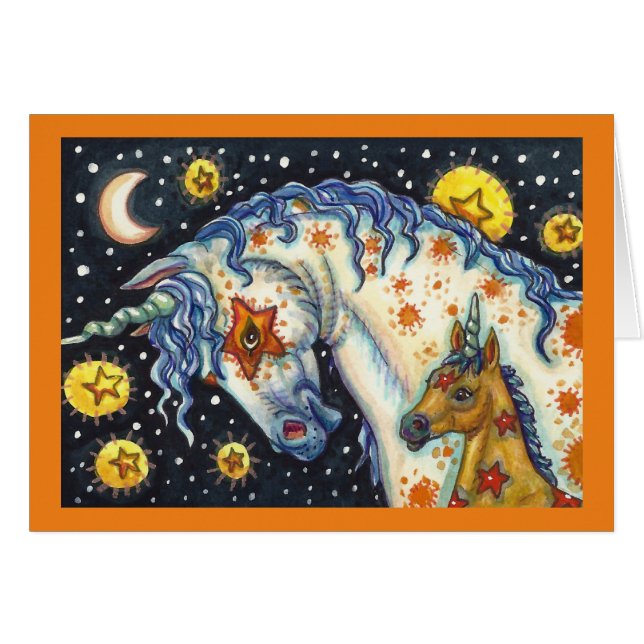 HALLOWEEN UNICORNS, STAR HORSE & COLT FANTASY CARD OBS KORT (Framsidan Horizontal)