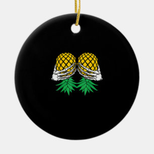 Halloween uppsida nedåt ananapple Swinger Skeleton Julgransprydnad Keramik