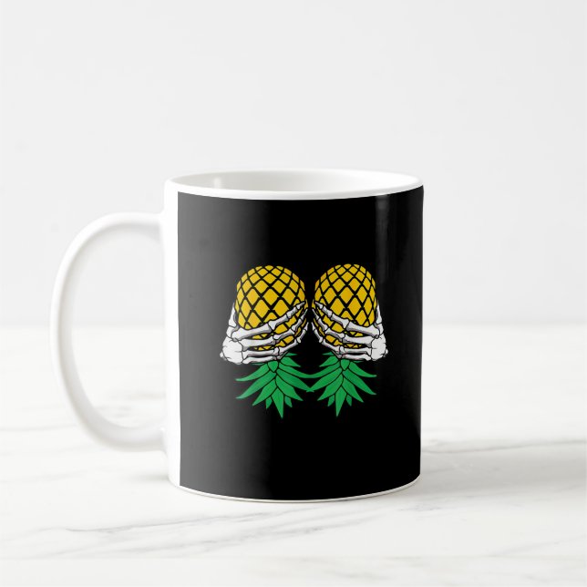 Halloween uppsida nedåt ananapple Swinger Skeleton Kaffemugg (Vänster)
