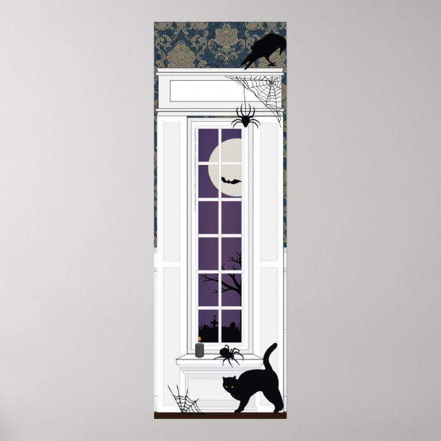 Halloween-uppspelningsscen för inomhusfönster poster (Framsidan)
