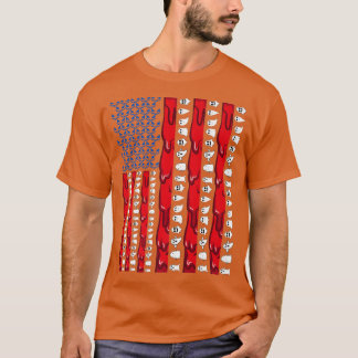 Halloween USA American Flag Jack o lantern Blood & T Shirt