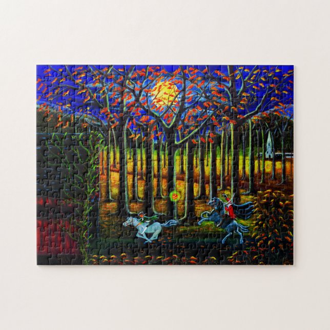 Halloween utan ledning, skicklig ryttare, sömnig, pussel (Horisontell)